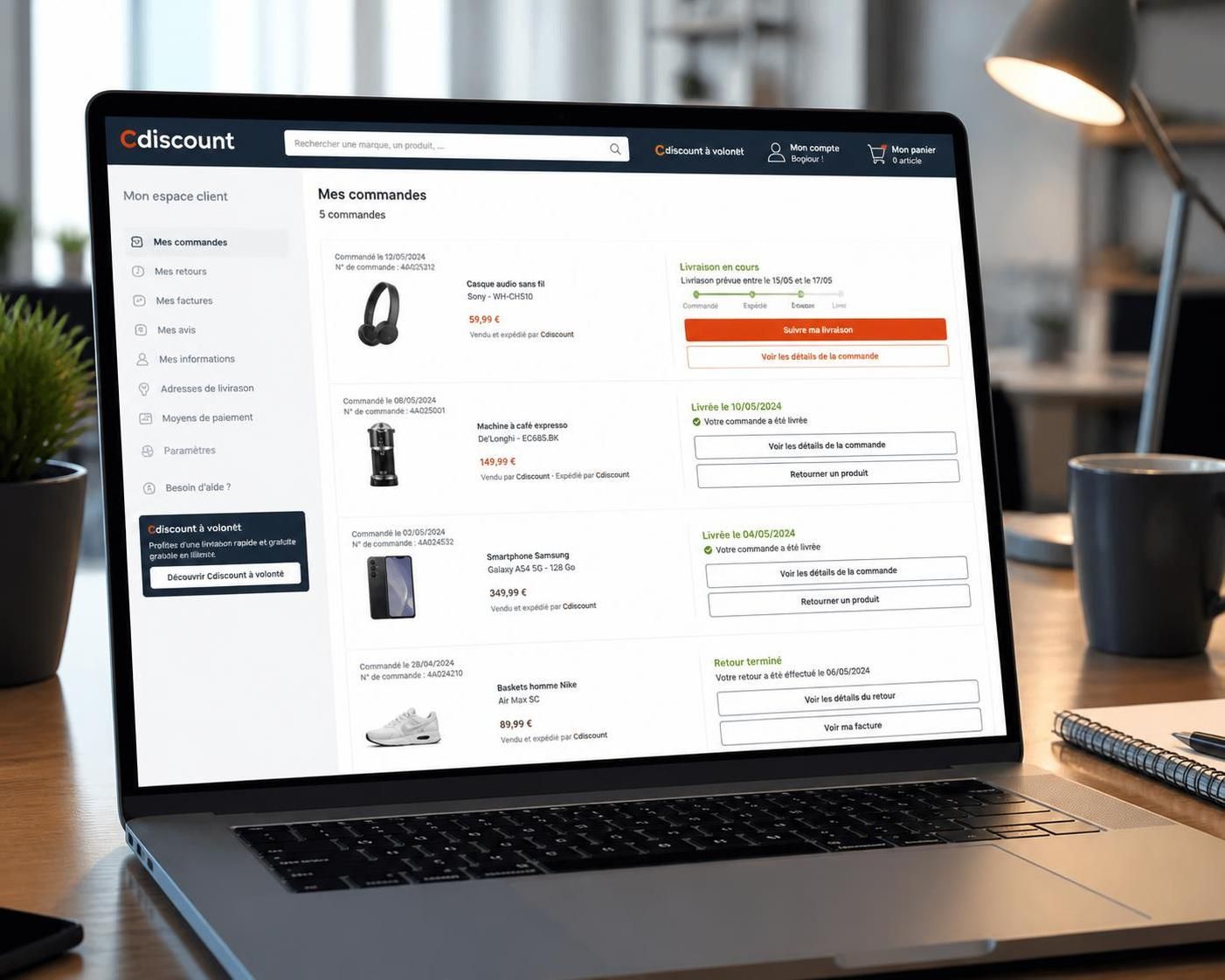 découvrez comment gérer efficacement vos commandes en ligne avec l'espace client cdiscount. suivez nos conseils pour un suivi facile et sécurisé de vos achats.