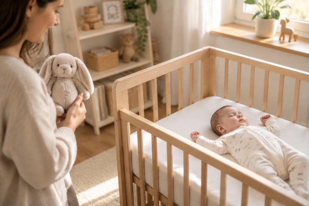 découvrez comment choisir une peluche pour le sommeil de bébé : un doudou apaisant, adapté à son âge et respectant les règles de sécurité.