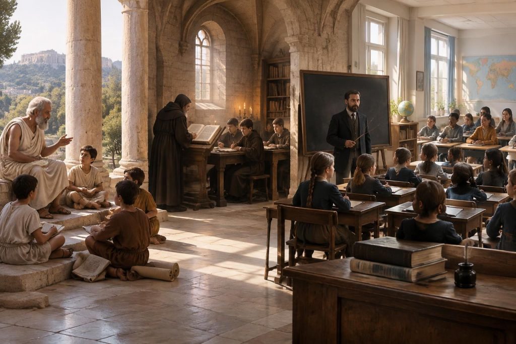 découvrez comment l’école est née en france et dans le monde, des premières formes d’enseignement aux grandes réformes de l’éducation.